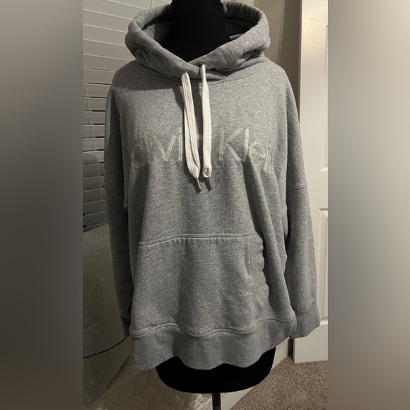 CALVIN KLEIN PERFORMANCE LIKE NEW! WOMEN’S HOODIE IN HEATHERED GRAY SIZE LARGE - Picture 4 of 10